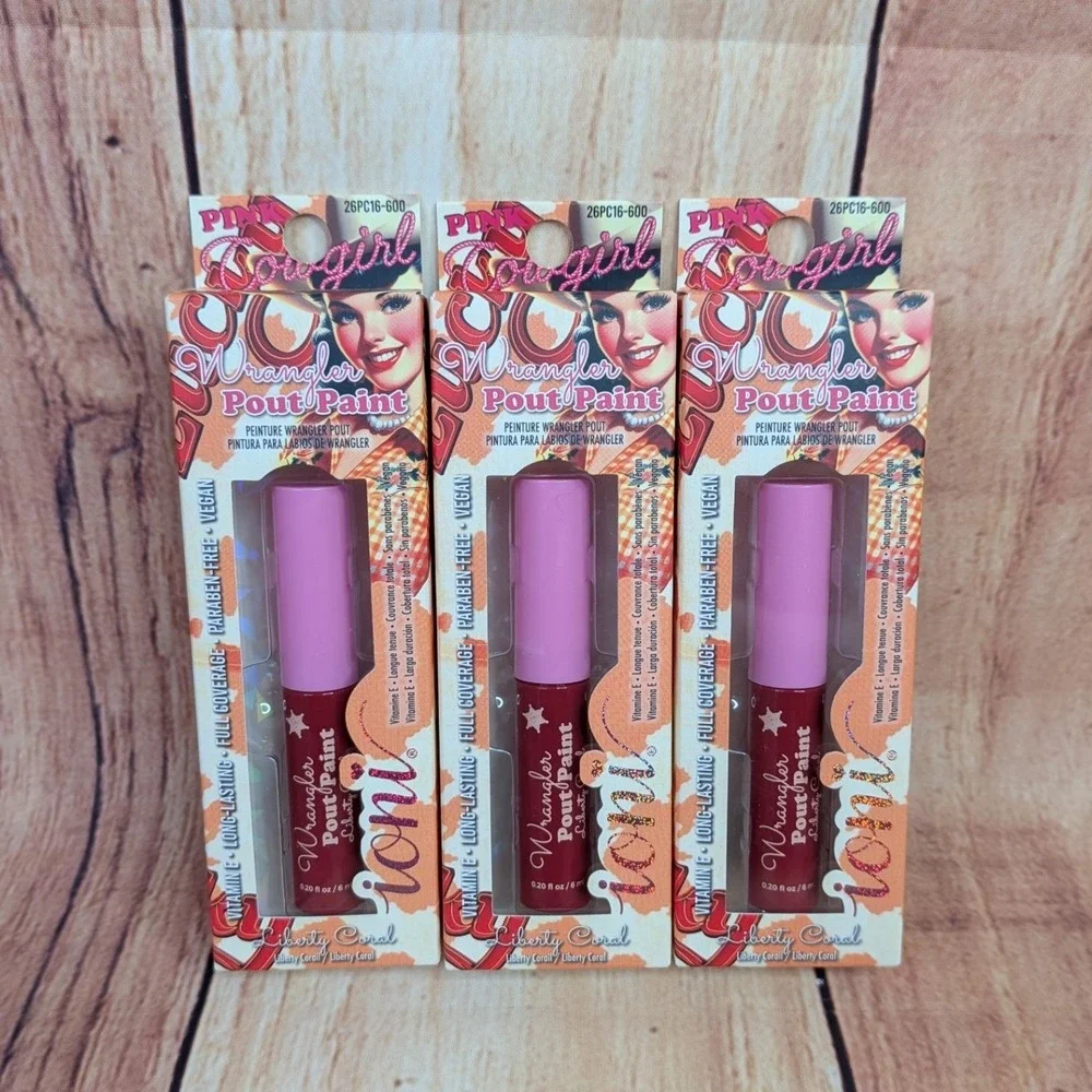 3 PK Ioni Pink Cowgirl Wrangler Pout Paint Liberty Coral Matte Liquid Lipstick
